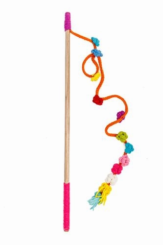 Chilly Dog Wooly Cat Wand Toy - Flower/Pom Pom cat toys interactive cat toys cat teaser wand cat balls cat laser pointer