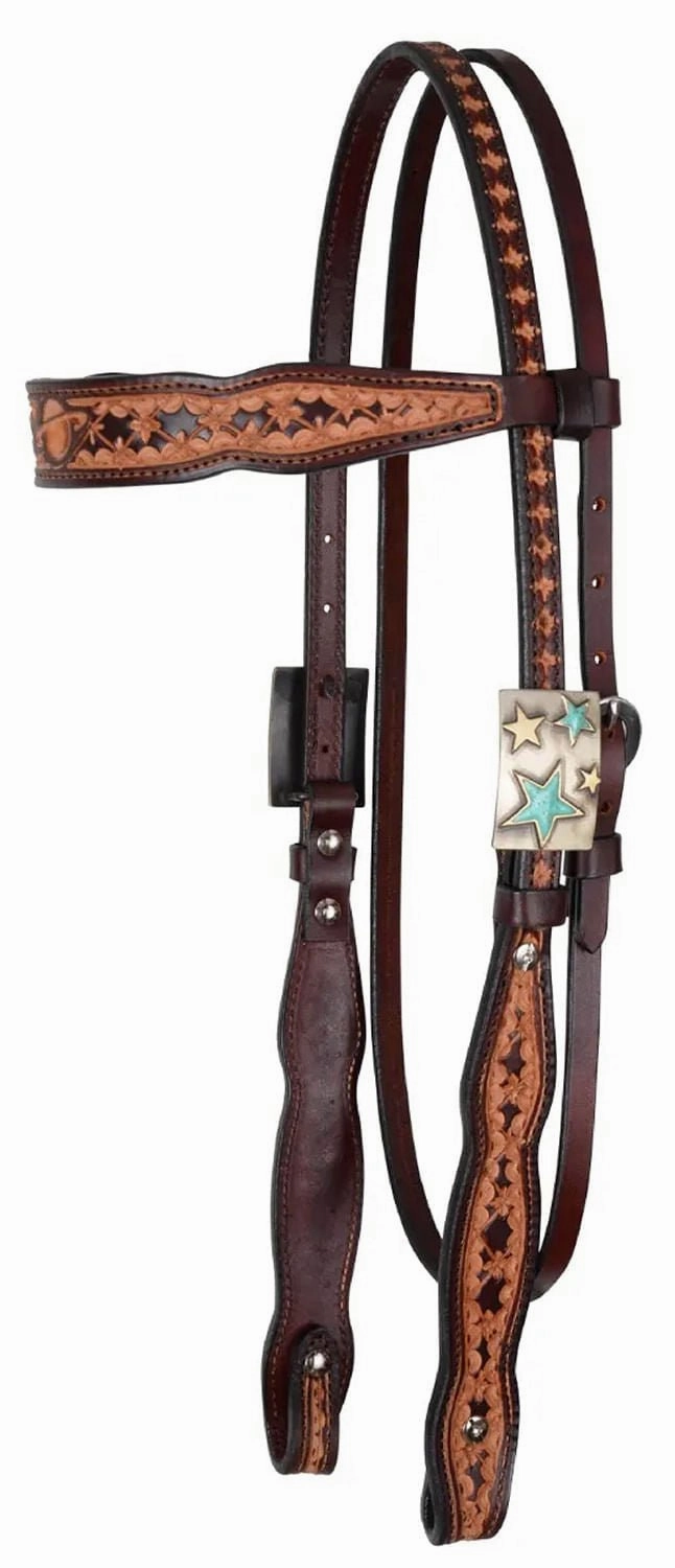 Circle Y Saturn Rising Leather Browband Headstall, Full cat fur care cat grooming tools cat deshedding brush cat bath kit cat nail trimmer