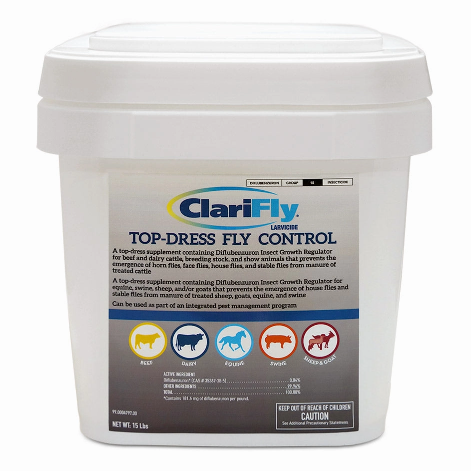 ClariFly Larvicide Top-Dress Fly Control, 15 lbs poultry remedies poultry supplement goat vitamins sheep probiotics animal health boost
