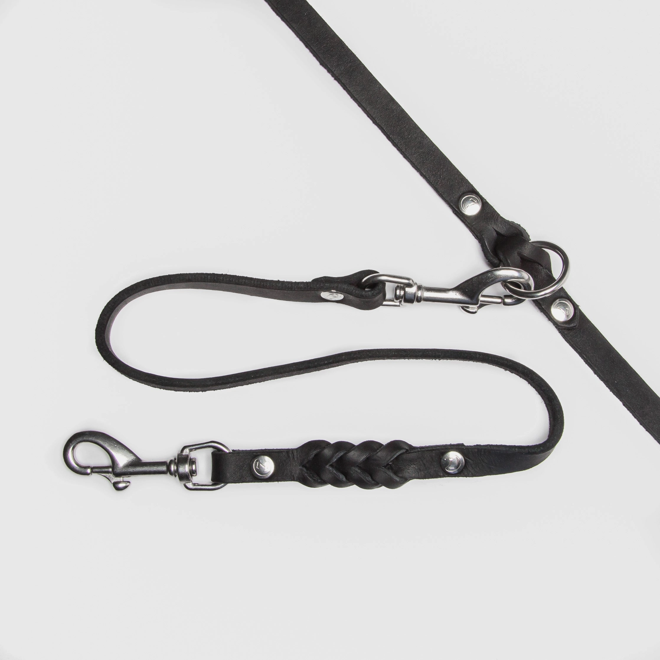 Cloud7: Riverside Park Black Leather Dog Leash Coupler
