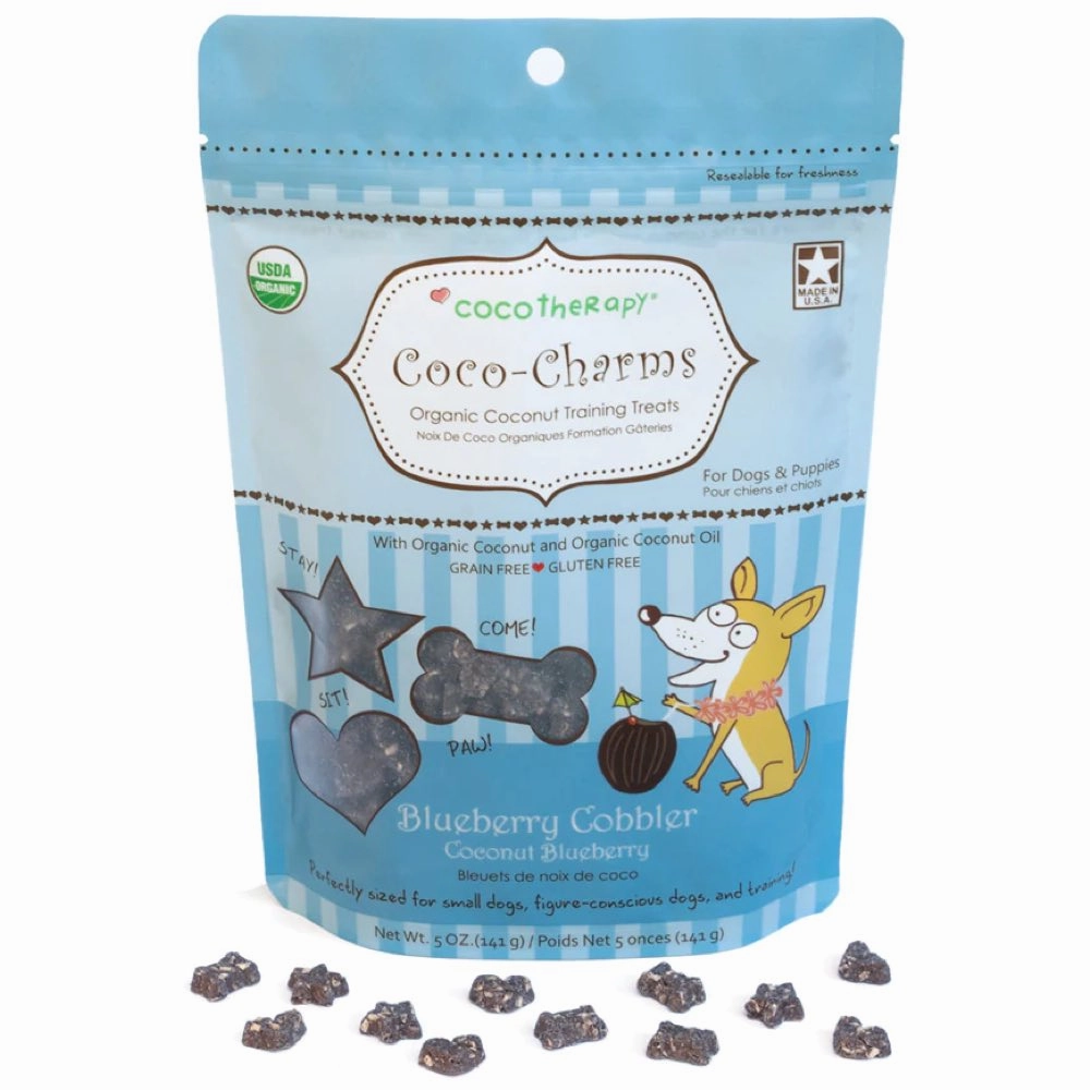 CocoTherapy Coco-Charms Organic Coconut Blueberry Cobbler Training Grain-Free Dog Treats 5oz chicken fence goat pen animal fencing electric fencing portable livestock fence