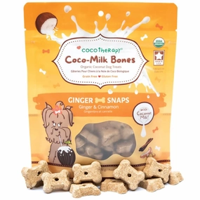 CocoTherapy Coco-Milk Bones Ginger Snaps Organic Grain-Free Dog Treats 6oz dog supplies dog food toys accessories dog bed