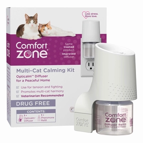 Comfort Zone Calming For Single and Multi-Cat Homes, Cat Pheromone, Single Diffuser Kit, 1 Diffuser, 1 Refill-48ml, New Formula cat climbing tree cat hammock cat steps cat grooming kit cat safety gate