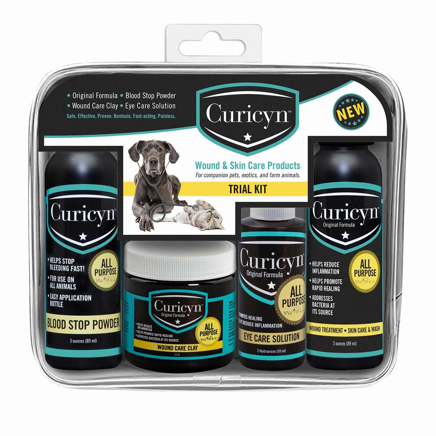 Curicyn Wound and Skin Care Kit, 4 pc cat beds cat scratching post cat shampoo cat tunnel cat brush