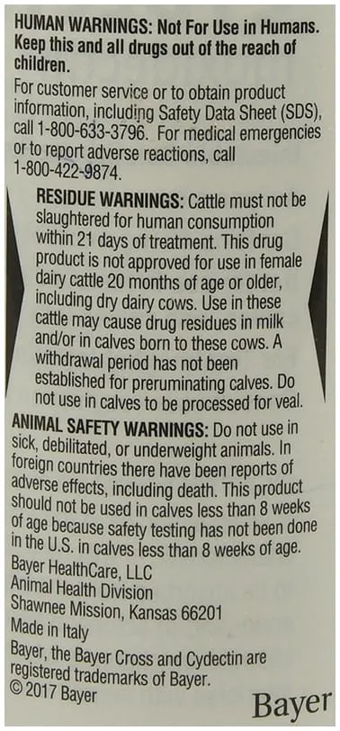 Cydectin Injectable Cattle Dewormer, 500 mL