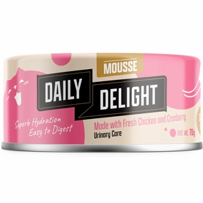 Daily Delight Mousse Chicken & Cranberry Grain-Free Canned Cat Food 70g cat food cans soft cat food high protein cat food natural cat food senior cat food