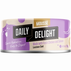 Daily Delight Mousse Chicken & Salmon Grain-Free Canned Cat Food 70g natural cat food soft cat treats freeze dried cat food organic cat treats indoor cat food