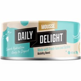Daily Delight Mousse Tuna & Sardine Grain-Free Canned Cat Food 70g natural cat food soft cat treats freeze dried cat food organic cat treats indoor cat food