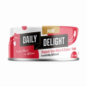 Daily Delight Pure Skipjack Tuna White & Chicken with Shrimp Canned Cat Food 80g natural cat food soft cat treats freeze dried cat food organic cat treats indoor cat food