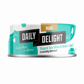 Daily Delight Pure Skipjack Tuna White & Chicken with Squid Canned Cat Food 80g cat food cans soft cat food high protein cat food natural cat food senior cat food