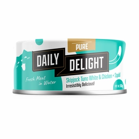Daily Delight Pure Skipjack Tuna White & Chicken with Squid Canned Cat Food 80g natural cat food soft cat treats freeze dried cat food organic cat treats indoor cat food
