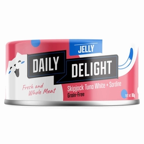 Daily Delight Skipjack Tuna White with Sardine in Jelly Canned Cat Food 80g cat food cans soft cat food high protein cat food natural cat food senior cat food