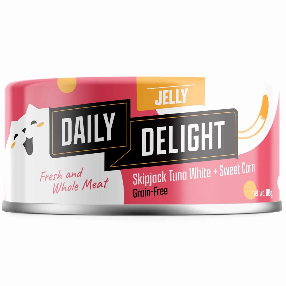 Daily Delight Skipjack Tuna White with Sweet Corn in Jelly Canned Cat Food 80g natural cat food soft cat treats freeze dried cat food organic cat treats indoor cat food