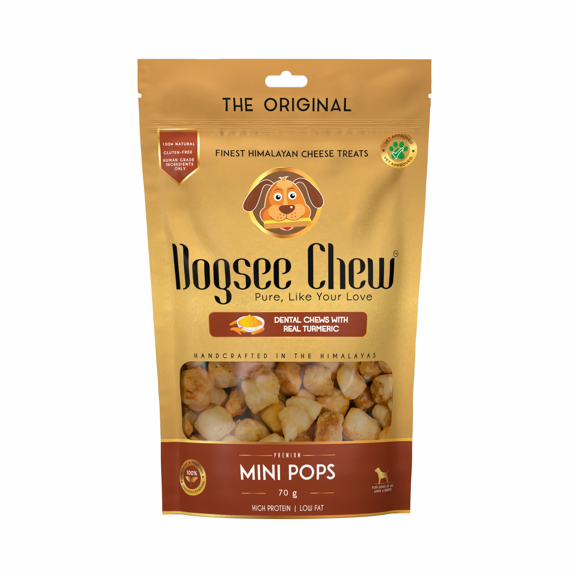 Dogsee Dog Chew Mini Pops Dental Treats with Real Turmeric 70g