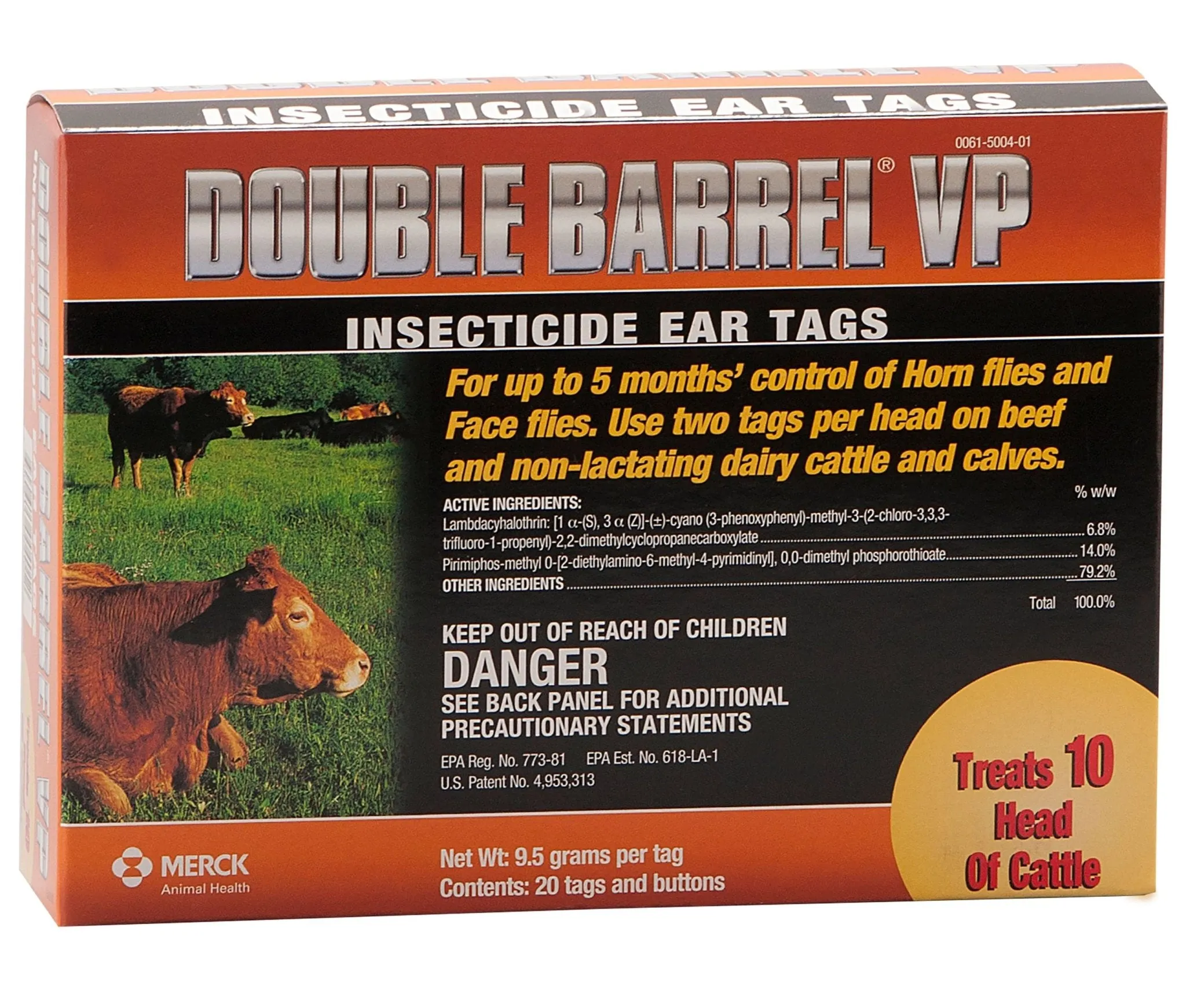 Double Barrel VP Cattle Insecticide Ear Tags, pkg of 20 Fly Tags