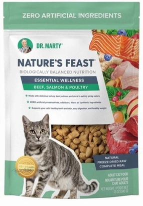 Dr. Marty Freeze-Dried Nature's Feast Beef, Salmon & Poultry Cat Food cat treats toys for cats cat hair remover cat cleaning supplies cat food bowl