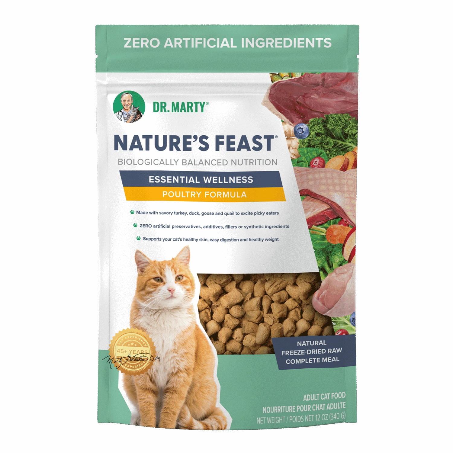 DR. MARTY Natures Feast Essential Wellness Poultry Freeze Dried Raw Cat Food