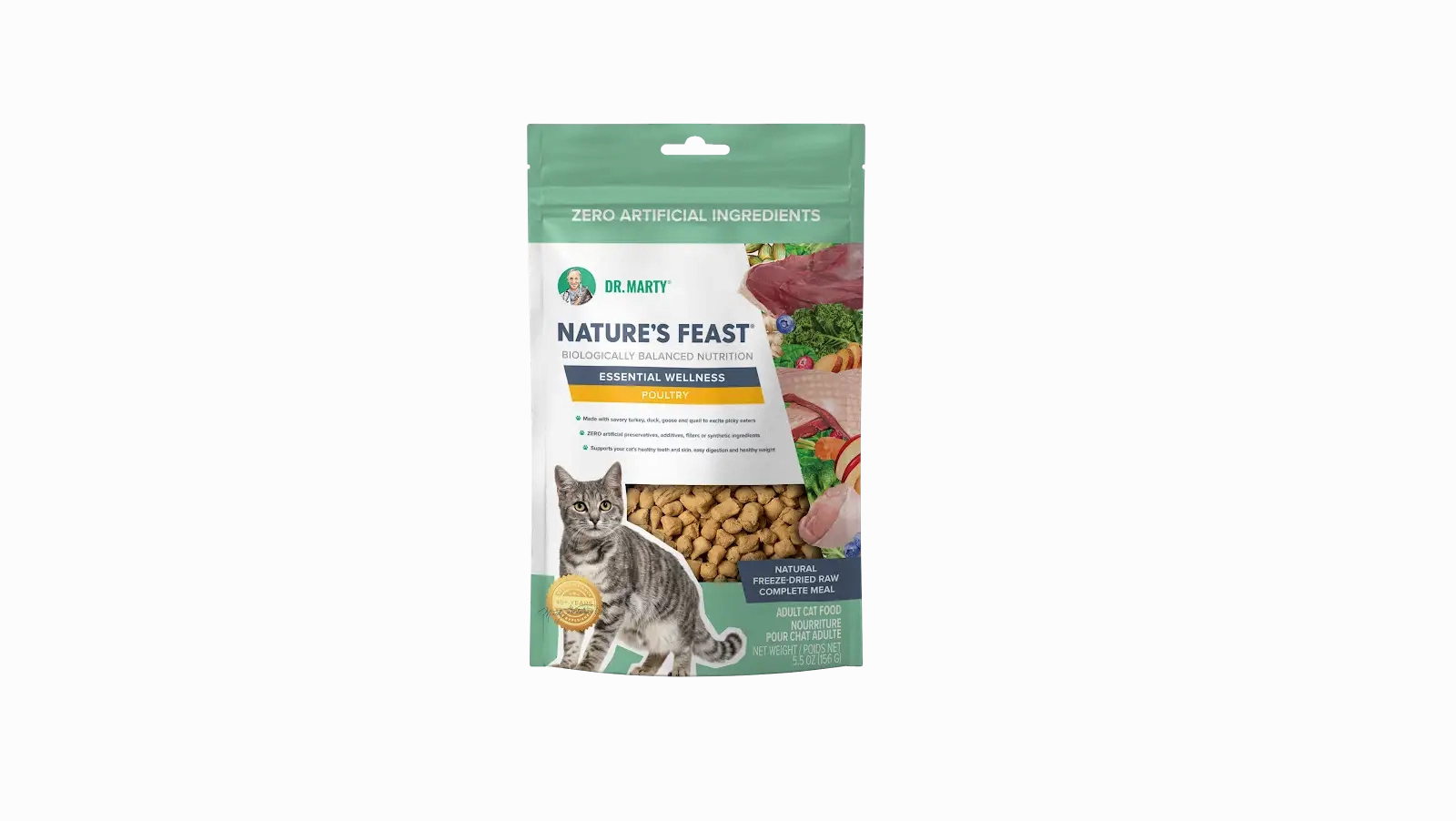 DR. MARTY Natures Feast Essential Wellness Poultry Freeze Dried Raw Cat Food