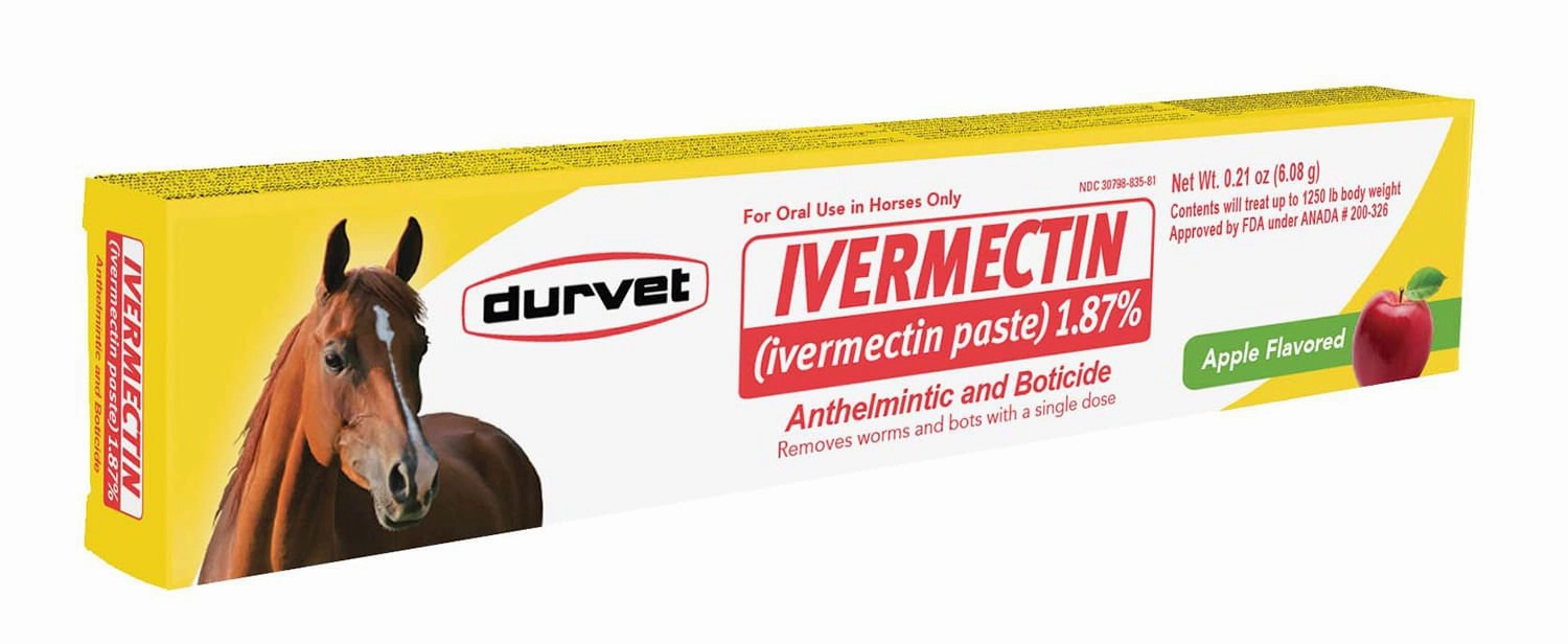 Durvet Ivermectin Horse Dewormer Paste 1.87%, Apple Flavor, 6.08 gm