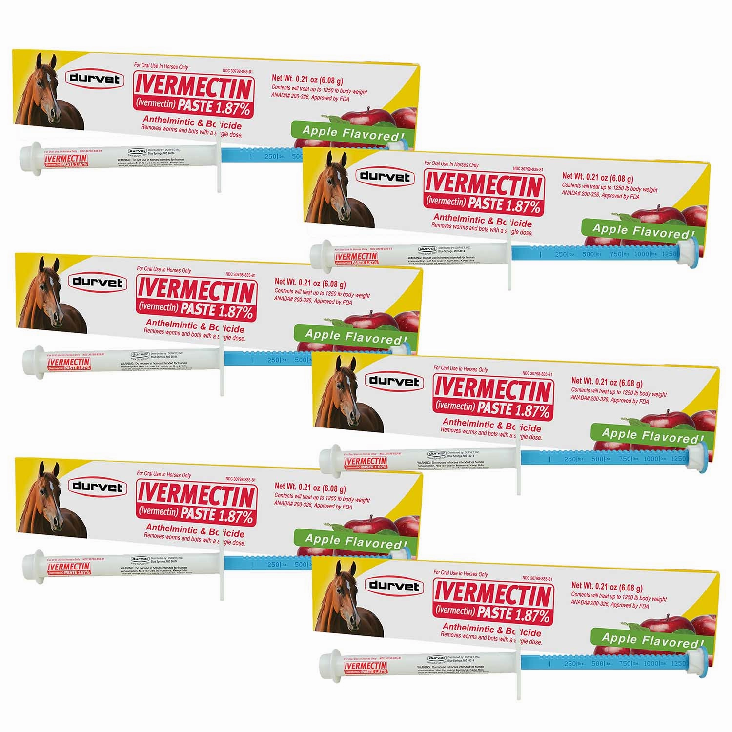 Durvet Ivermectin Horse Dewormer Paste 1.87%, Apple Flavor, 6.08 gm