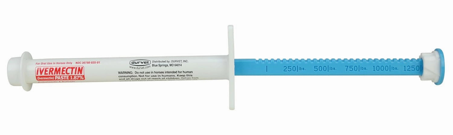 Durvet Ivermectin Horse Dewormer Paste 1.87%, Apple Flavor, 6.08 gm
