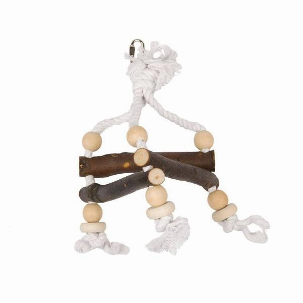 Duvo Birdtoy Wooden Triangle with Rope 16cm x 16cm x 16cm bird cage parrot food bird toys bird perch bird treats