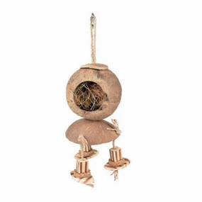 Duvo Laroy Coconut Jungle House With Wooded Block 34cm x 12cm x 12cm bird cage parrot food bird toys bird perch bird treats