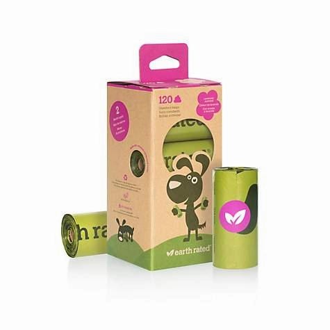 Earth Rated Scented Poop Bags 8 rolls (120ct) dog pain relief hip joint supplement senior dog care pet arthritis aid dog skin supplement