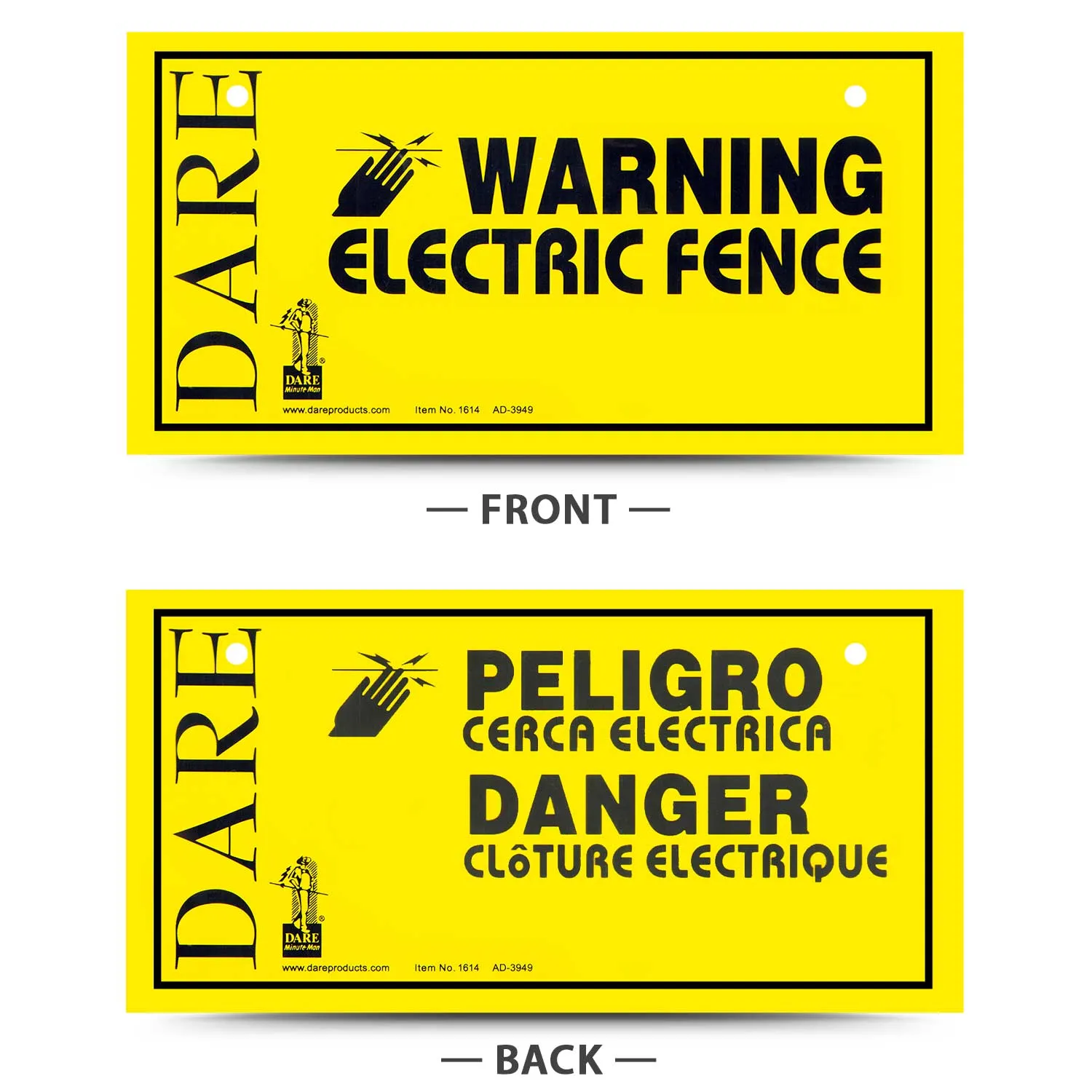 Electric Fence Warning Signs, pack of 3