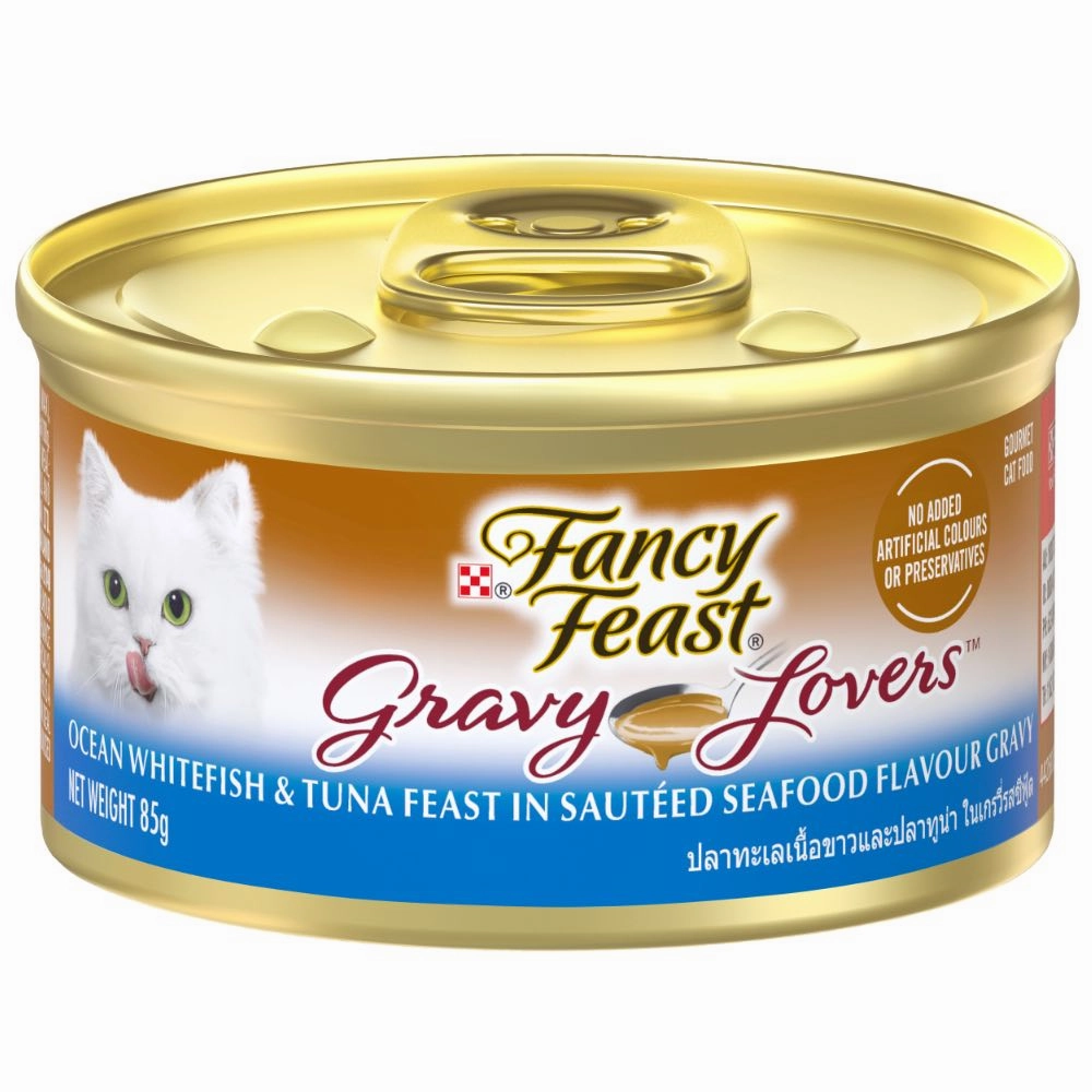 Fancy Feast Gravy Lovers Ocean Whitefish & Tuna Canned Cat Food 85g cat food cans soft cat food high protein cat food natural cat food senior cat food
