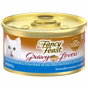 Fancy Feast Gravy Lovers Ocean Whitefish & Tuna Canned Cat Food 85g cat food cans soft cat food high protein cat food natural cat food senior cat food