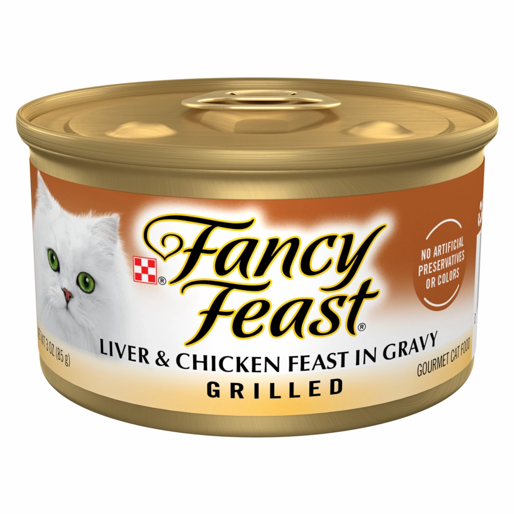 Fancy Feast Grilled Liver and Chicken Canned Cat Food cat calming diffuser cat stress relief anxiety cat treats cat relaxing spray pet mood aid