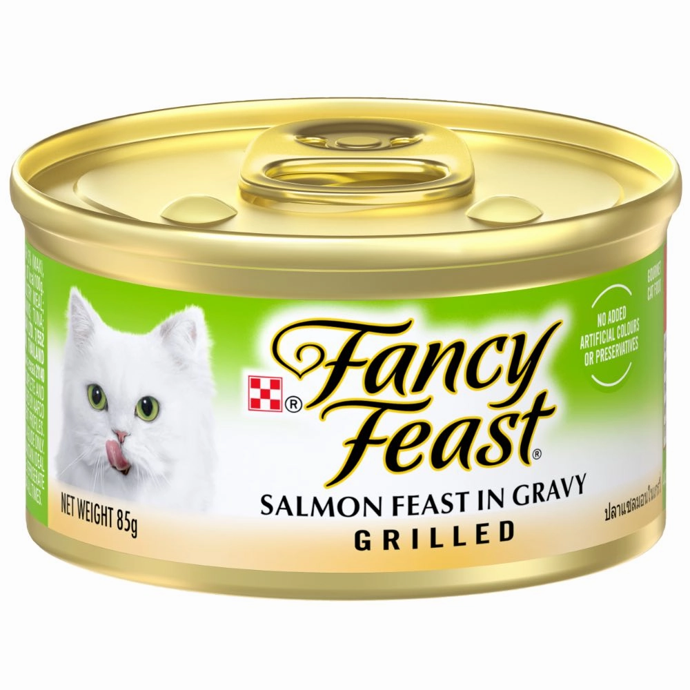 Fancy Feast Grilled Salmon Feast In Gravy Canned Cat Food 85g cat food cans soft cat food high protein cat food natural cat food senior cat food