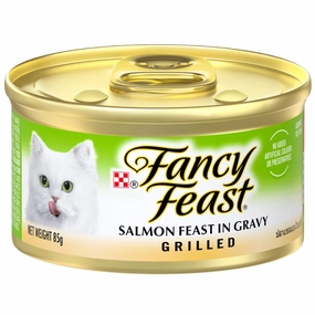 Fancy Feast Grilled Salmon Feast In Gravy Canned Cat Food 85g cat food cans soft cat food high protein cat food natural cat food senior cat food