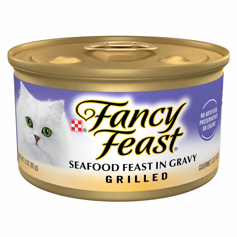 Fancy Feast Grilled Seafood Feast in Gravy Cat Food Canned cat calming diffuser cat stress relief anxiety cat treats cat relaxing spray pet mood aid