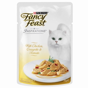 Fancy Feast Inspirations Chicken, Courgette & Tomato Pouch Cat Food 70g x12 dog travel bag car seat cover pet carrier for car training leash dog training whistle