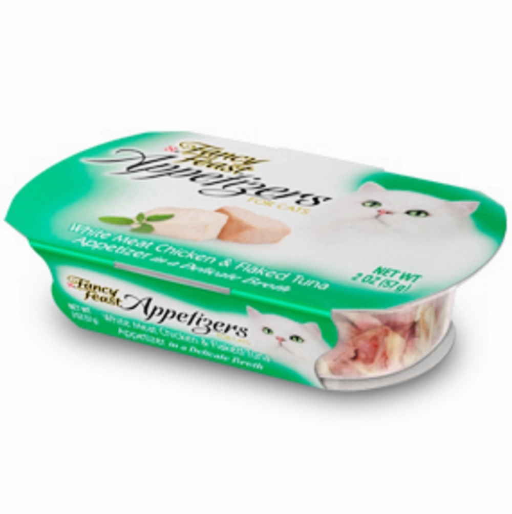 Fancy Feast Purely Natural White Meat Chicken and Flaked Tuna Entree Cat Food Tray cat calming diffuser cat stress relief anxiety cat treats cat relaxing spray pet mood aid