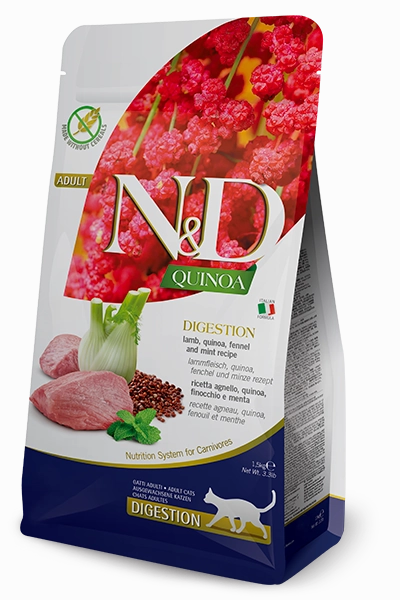 Farmina N&D Quinoa Digestion Lamb, Quinoa, Fennel and Mint Dry Cat Food cat supplies cat house cat tree cat feeder cat collar