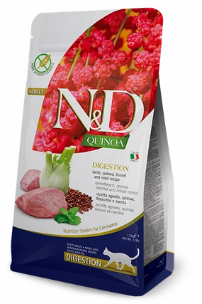 Farmina N&D Quinoa Digestion Lamb, Quinoa, Fennel and Mint Dry Cat Food cat supplies cat house cat tree cat feeder cat collar