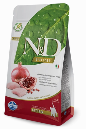 Farmina Prime N&D Natural and Delicious Grain Free Kitten Chicken & Pomegranate Dry Cat Food freeze dried dog food raw food for dogs dog freeze meal high protein dog food grain free freeze dog food