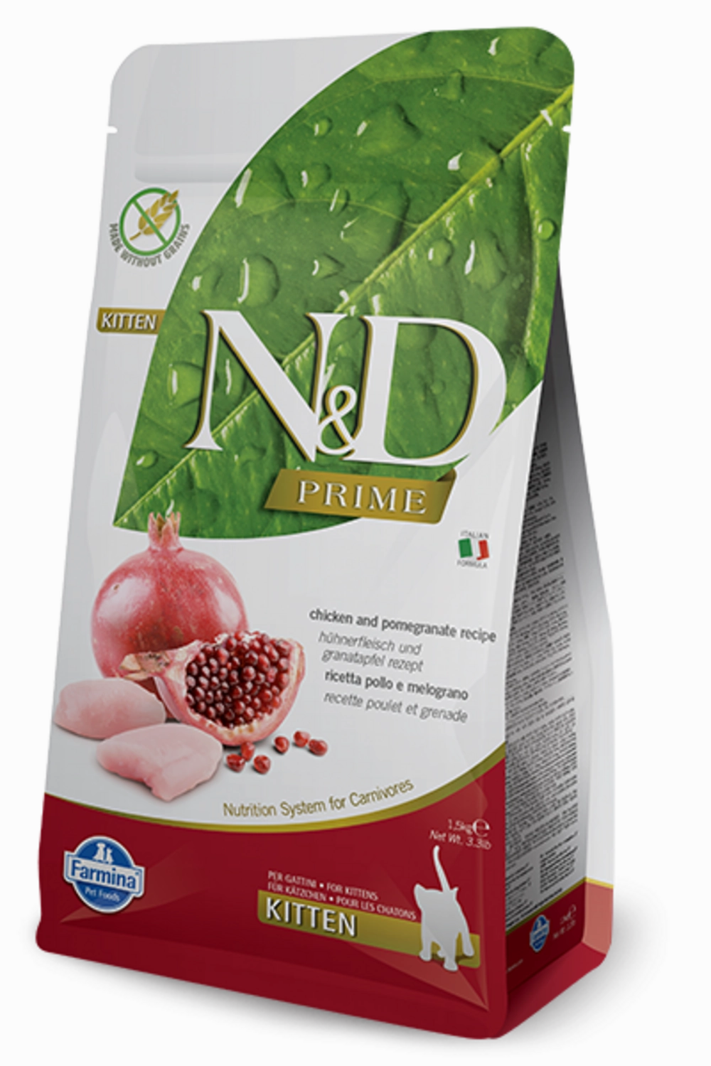 Farmina Prime N&D Natural and Delicious Grain Free Kitten Chicken & Pomegranate Dry Cat Food freeze dried dog food raw food for dogs dog freeze meal high protein dog food grain free freeze dog food