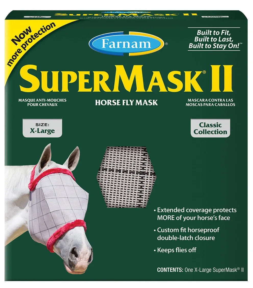 Farnam SuperMask II Classic Horse Fly Mask without Ears, XL Horse