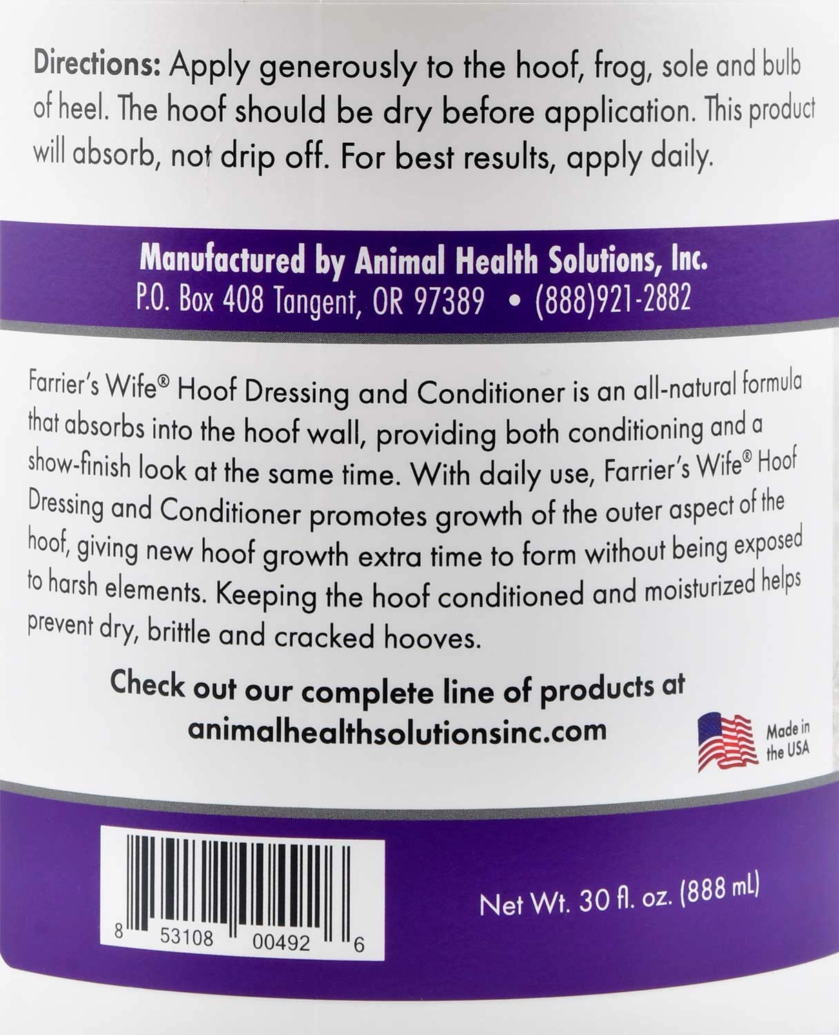 Farrier's Wife Hoof Dressing, 30 oz