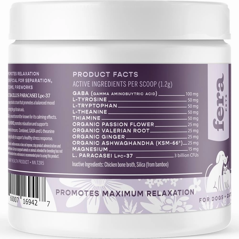 Fera Pets Calming Support Supplement Powder For Cats & Dogs 2.5oz