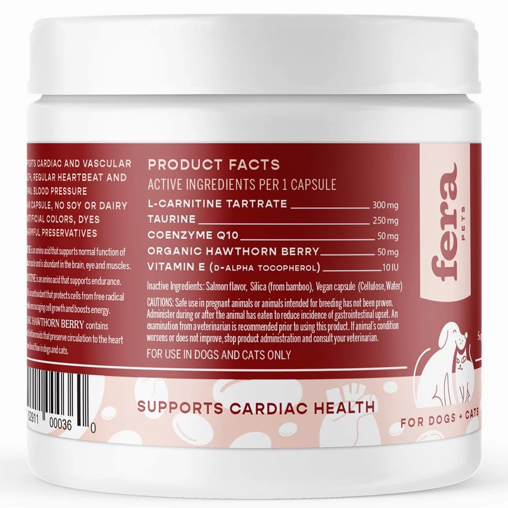 Fera Pets Cardiac Support Supplement For Cats & Dogs 60caps