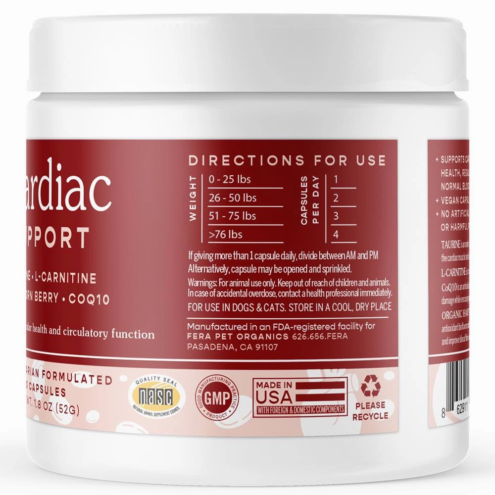 Fera Pets Cardiac Support Supplement For Cats & Dogs 60caps