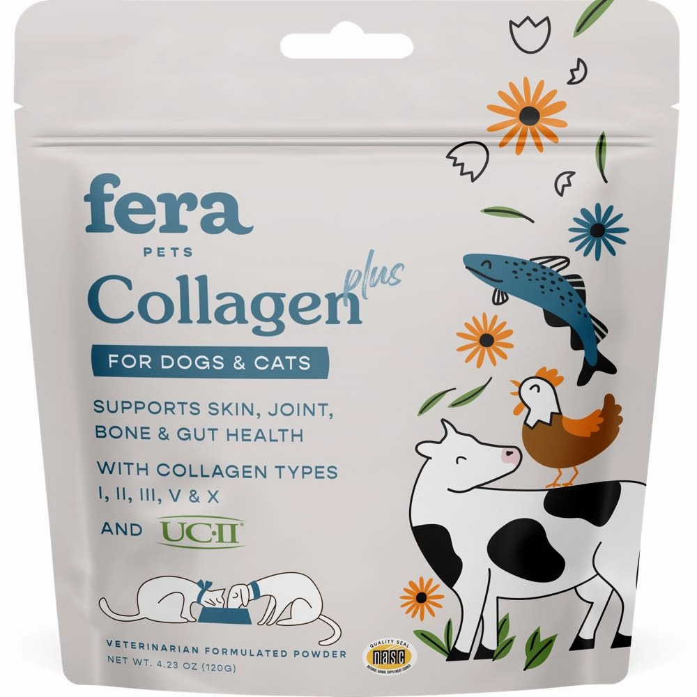 Fera Pets Collagen Plus Supplement Powder For Cats & Dogs 4.23oz sheep medicine goat wormer cattle supplement livestock vitamins farm animal health