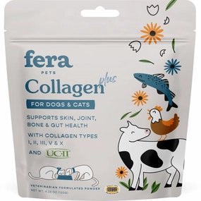 Fera Pets Collagen Plus Supplement Powder For Cats & Dogs 4.23oz sheep medicine goat wormer cattle supplement livestock vitamins farm animal health