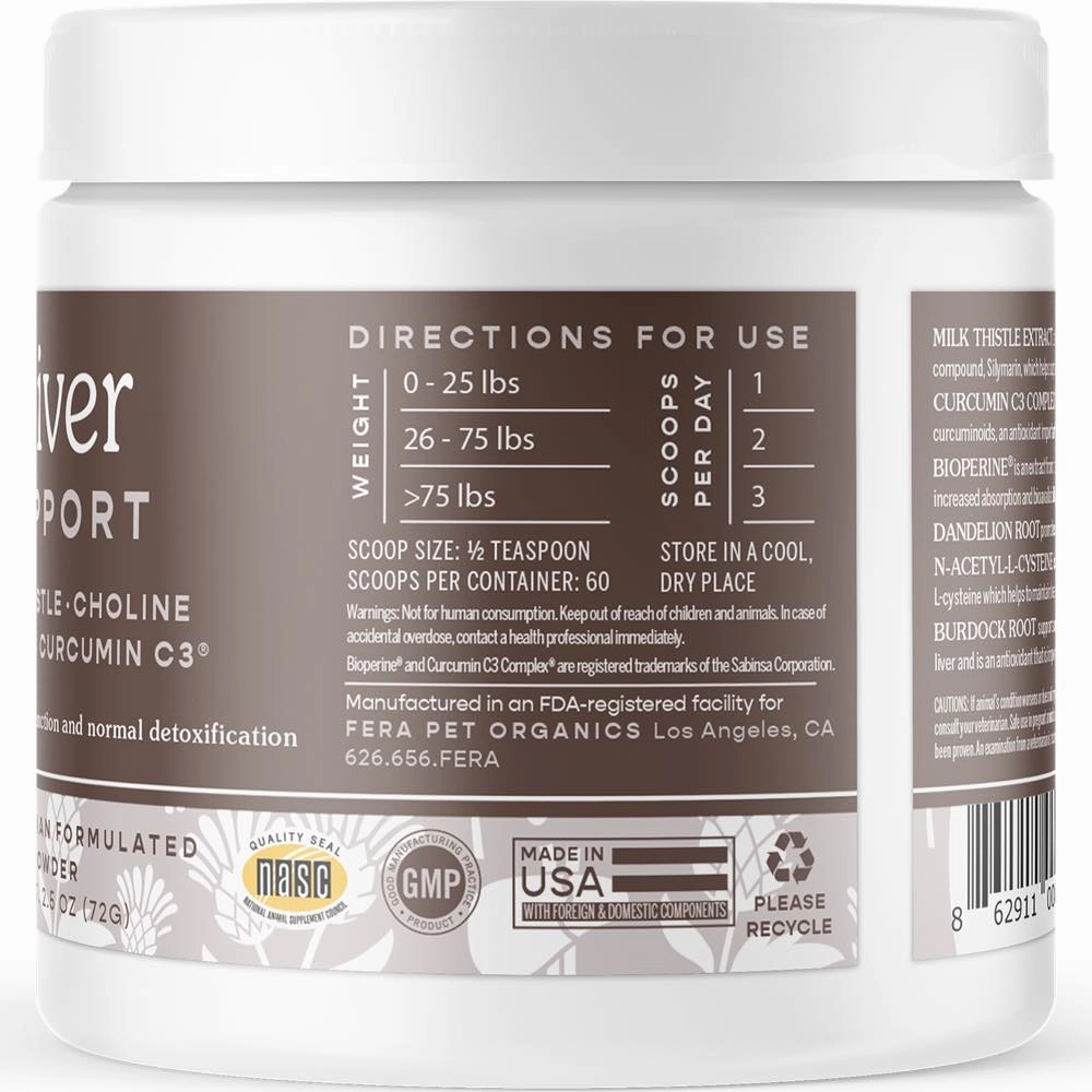 Fera Pets Liver Support Supplement Powder For Cats & Dogs 2.5oz