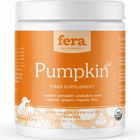 Fera Pets Organic Pumpkin Plus Fiber Support Supplement Powder For Cats & Dogs 8oz sheep medicine goat wormer cattle supplement livestock vitamins farm animal health